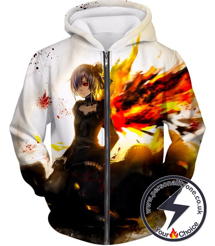 Tokyo Ghoul Beautiful Short Haired Anime Girl Touka Amazing Graphic Zip Up Hoodie